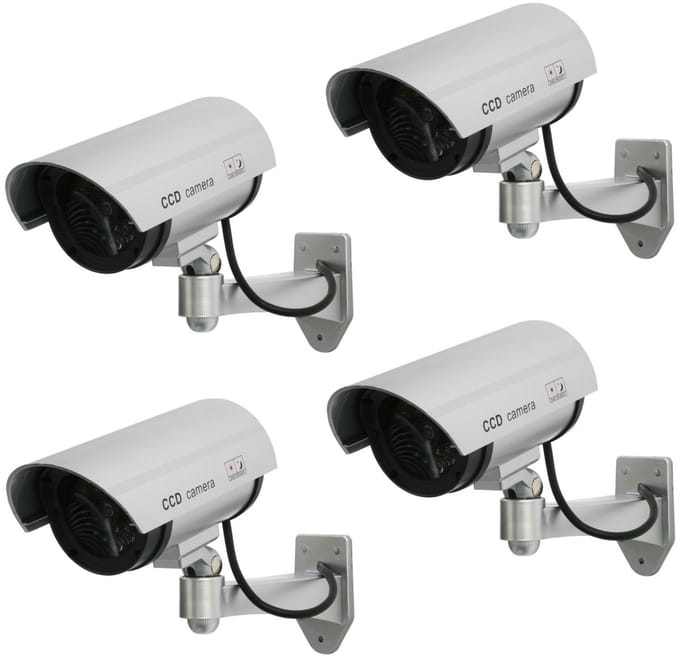 Dummy camera met knipperende LED IR1100 S IR voor buiten, zilver, 4 stuks