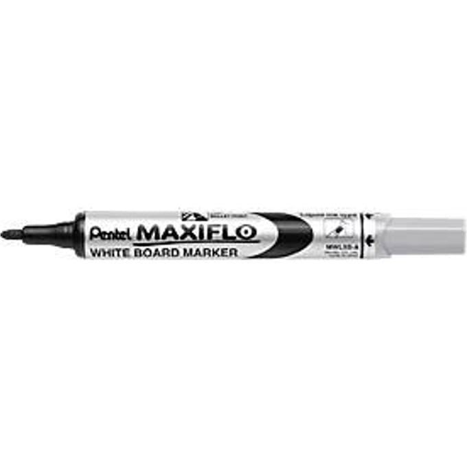 Pentel whiteboardmarker Maxiflow, schrijfpunt 2 mm, 12 stuks, zwart