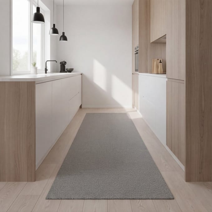 Keukenloper uni grijs 66x220 cm - Antislip - JYG Star