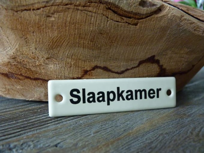 Emaille deurbordje recht 'Slaapkamer'