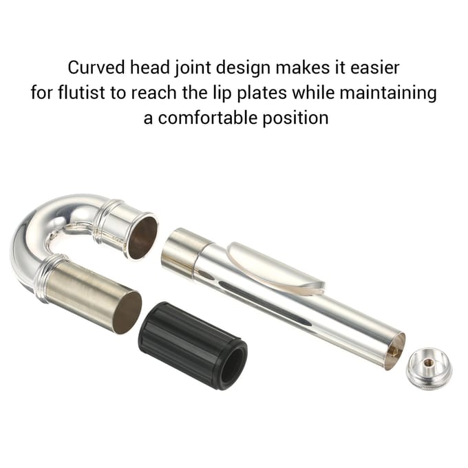 Flûte Plaqué Nickel Tête Courbée Accessoires d'Instruments de Musique Pièce de Rechange Têtes argenté