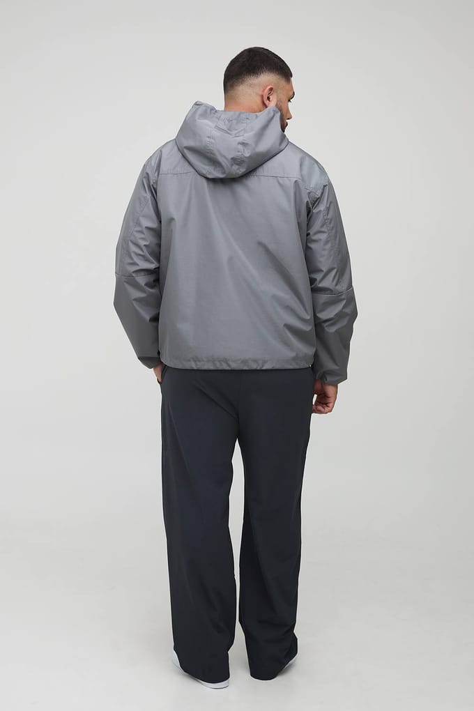 Plus Regular Fit Lightweight Gewatteerde Capuchonjas | Grey | Size 2XL