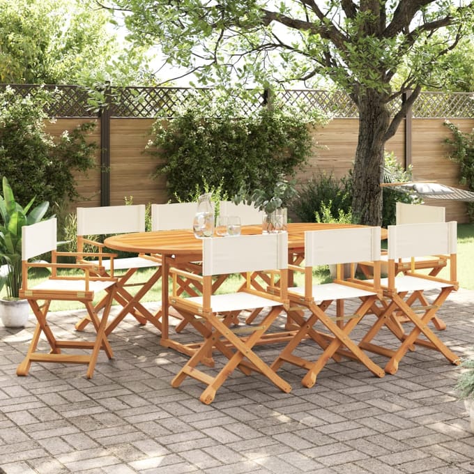 vidaXL - Inklapbare - stoelen - 8 - st - stof - crèmewit