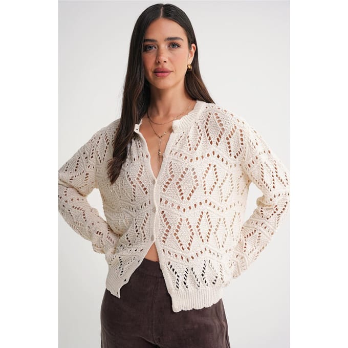 Textured Knit Cardigan met Knopenluiting