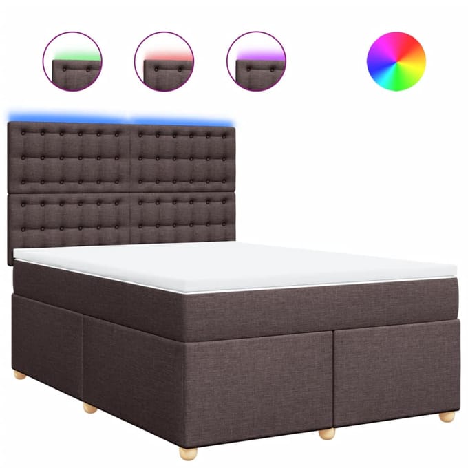 vidaXL - Boxspring - met - matras - stof - donkerbruin - 160x200 - cm