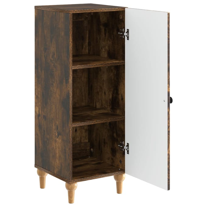 vidaXL - Dressoir - Gerookt - eiken - 33 - x - 34,5 - x - 90 - cm - Bewerkt - hout
