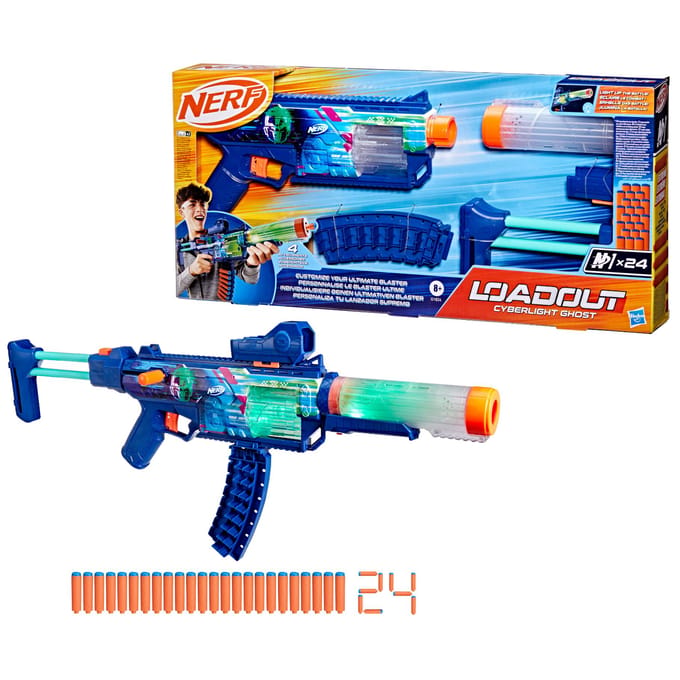 Nerf Loadout Cyberlight Ghost Blaster voor foamdarts en 24 Nerf N1-darts