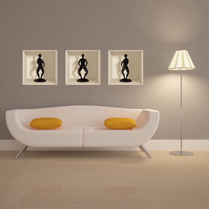 Sticker met 3D-effect van silhouetten van ballerina's uit Frozen, 30 x 90 cm