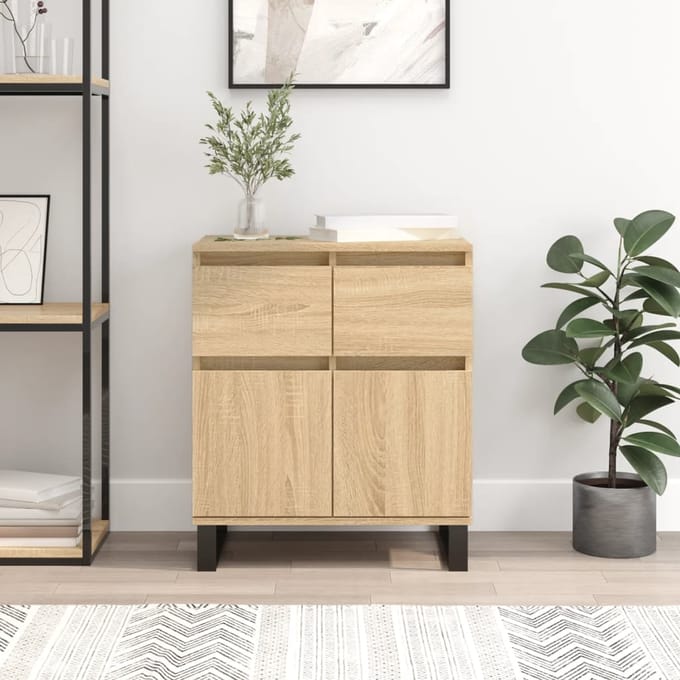 vidaXL - Dressoir - 60x35x70 - cm - bewerkt - hout - sonoma - eikenkleurig