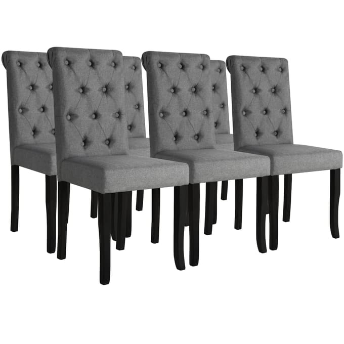 vidaXL - Eetkamerstoelen - 6 - st - stof - donkergrijs