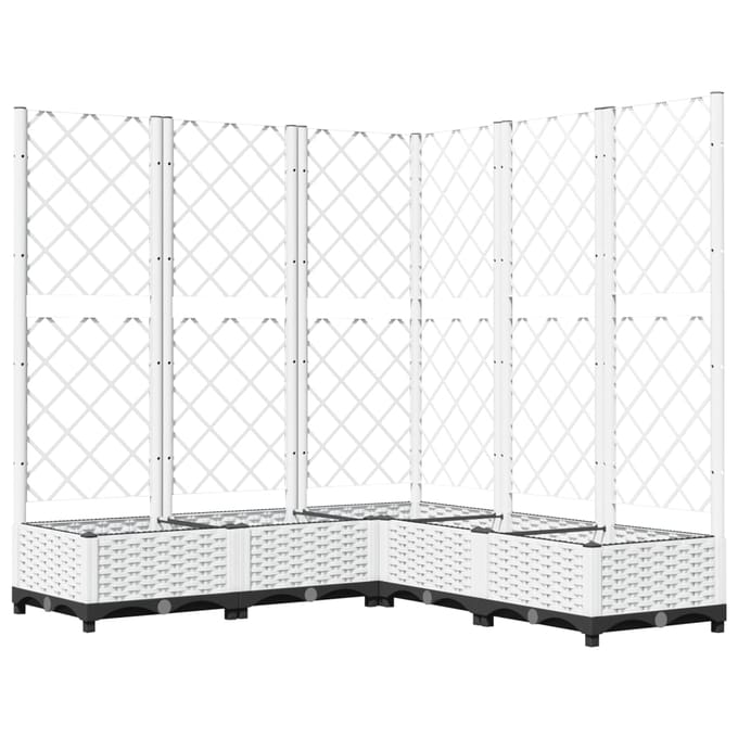 vidaXL - Plantenbak - met - latwerk - 120x120x121,5 - cm - polypropeen - wit