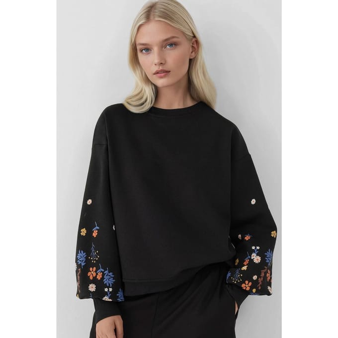 Bedrukte Lange Mouwen Crew Neck Sweatshirt