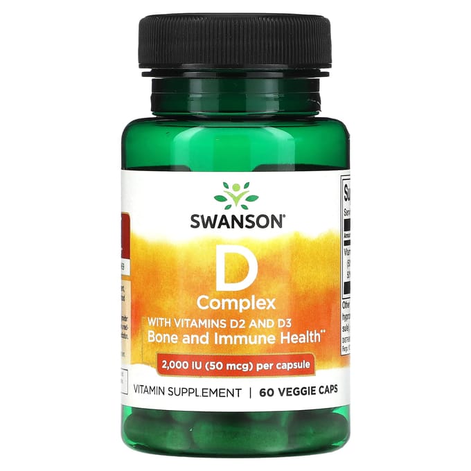 Contient de la vitamine D2 et de la vitamine D3, 50 mcg (2 000 UI), 60 capsules végétales