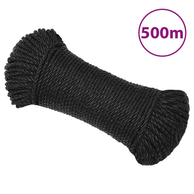 vidaXL - Werktouw - 6 - mm - 500 - m - polypropeen - zwart