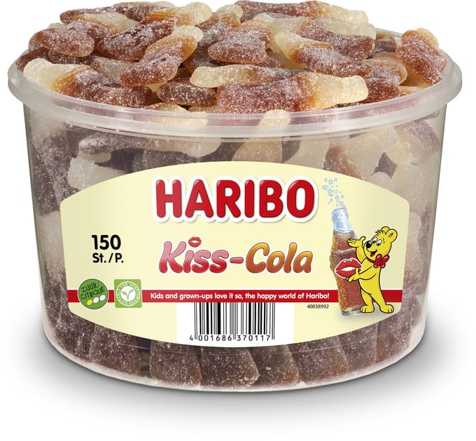 Haribo Kiss Cola - zuur snoep colasmaak - 150 stuks silo