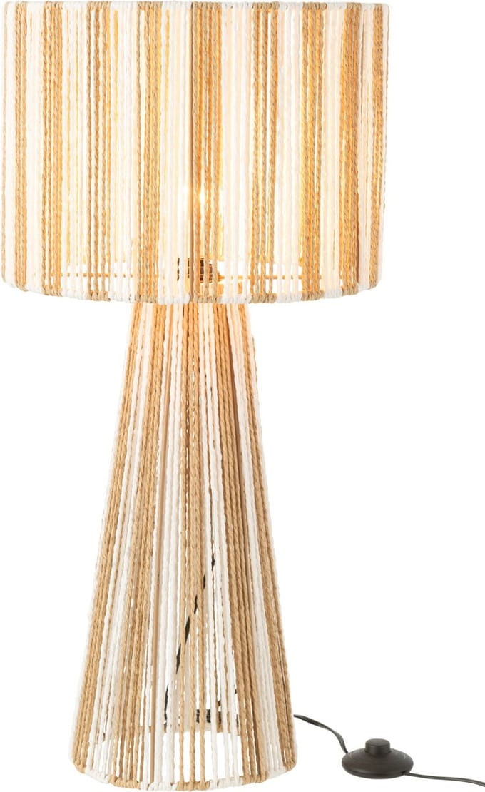 J-Line lamp Strepen Touwen - metaal/papier - wit/naturel