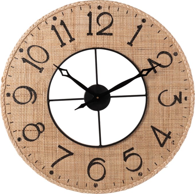 J-Line klok Sodi - hout - naturel/zwart - Ø 60 cm