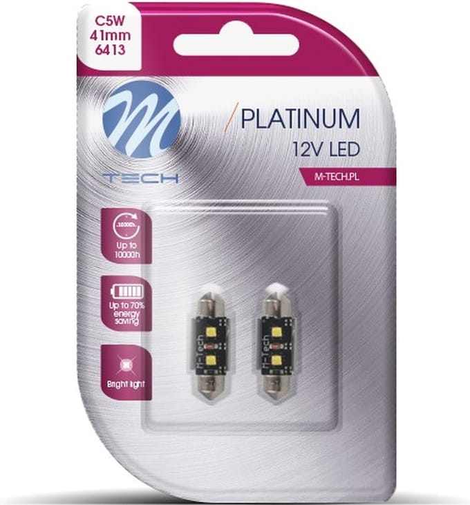 M-Tech Platinum LED C5W 12V 41mm - Platinum 2x Osram Led diode - Canbus - Wit - Set