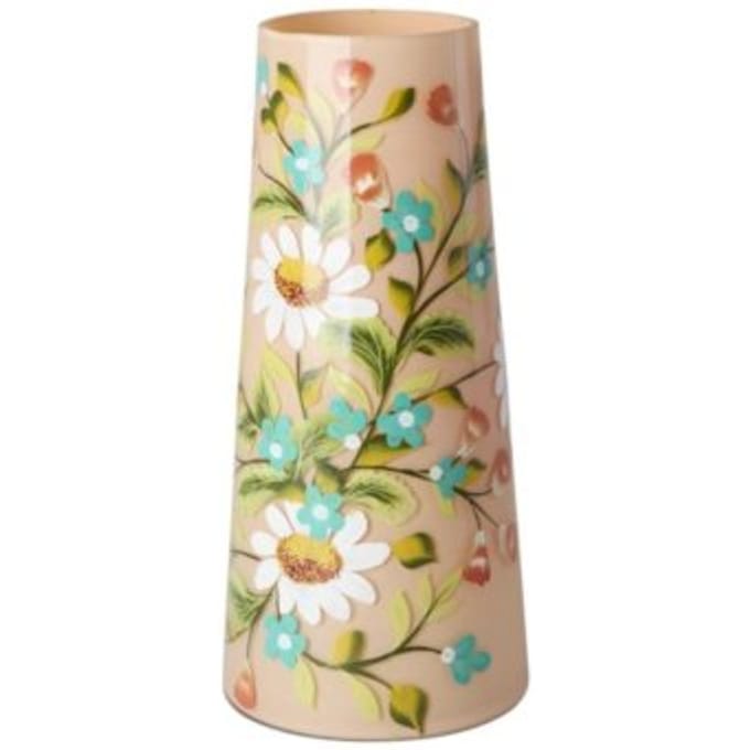 Rice glazen cilinder met handgeschilderde bloemen
