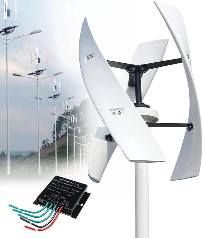 Windturbine Generator - Verticale Windmolen - Energie Aanvulling - MPPT Controller - 3 Bladen 53cm Rotor