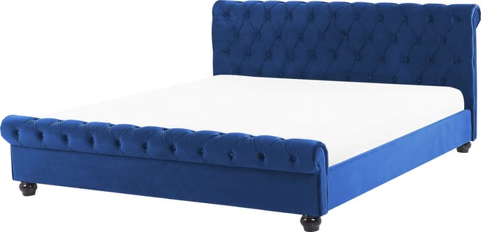 AVALLON - Tweepersoonsbed - Marineblauw - 180 x 200 cm - Fluweel