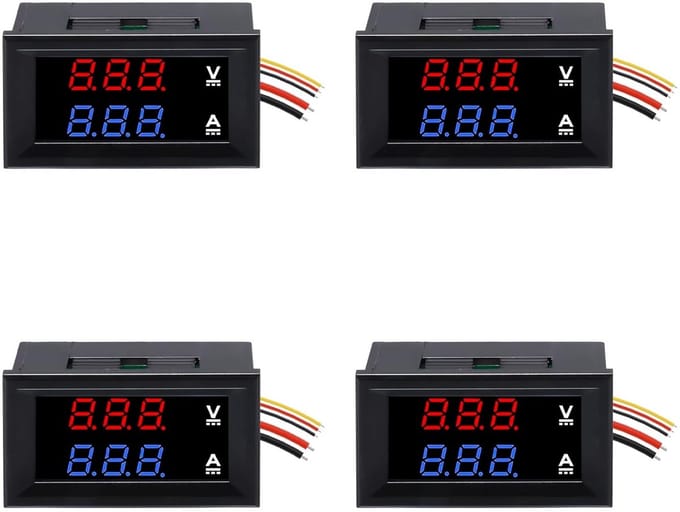 LED Voltmeter Ampèremeter - Spanning Stroom Tester - Paneel Meten - Digitaal Weergave - 0-100V 10A - Rood Blauw
