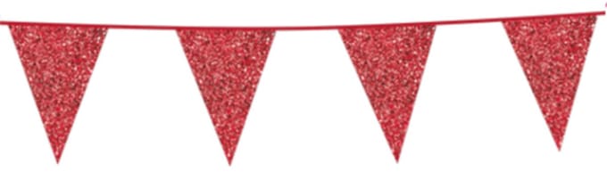 Glitter vlaggenlijn rood 6 meter.