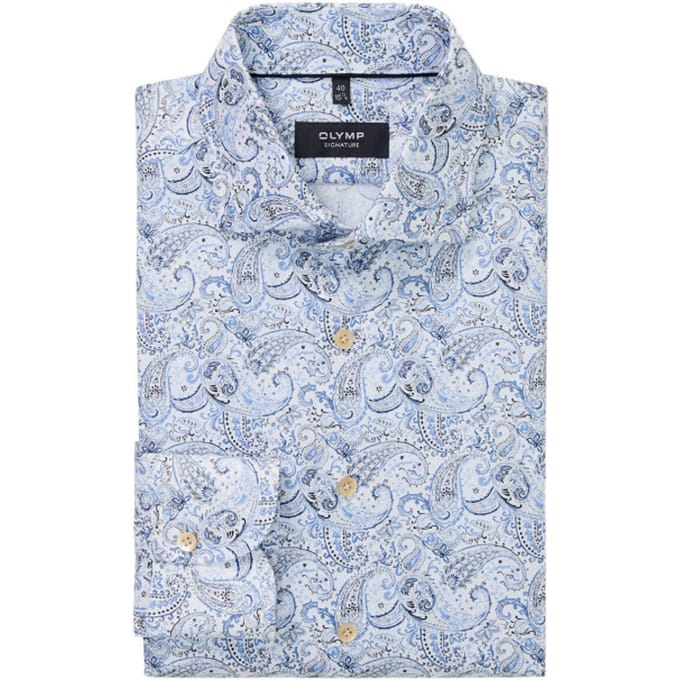 OLYMP Signature Overhemd, Tailored Fit, Signature Kent, Bleu