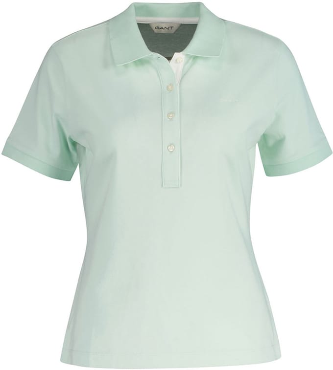 Gant Contrast Collar Korte Mouw Poloshirt Groen L Vrouw
