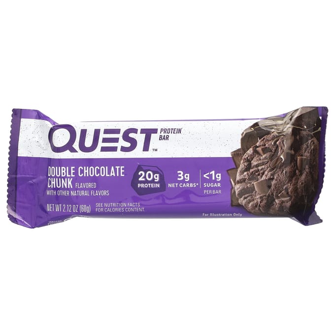 Quest Nutrition, Barre protéinée, Double pépites de chocolat, 12 barres, 2,12 oz (60 g) chaque