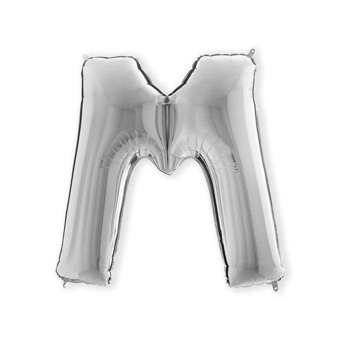 Folieballon letter M zilver (100cm)