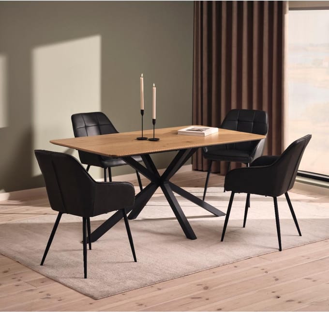 Nordic Home - Lenard eettafel spinpoot 90x160 cm - naturel