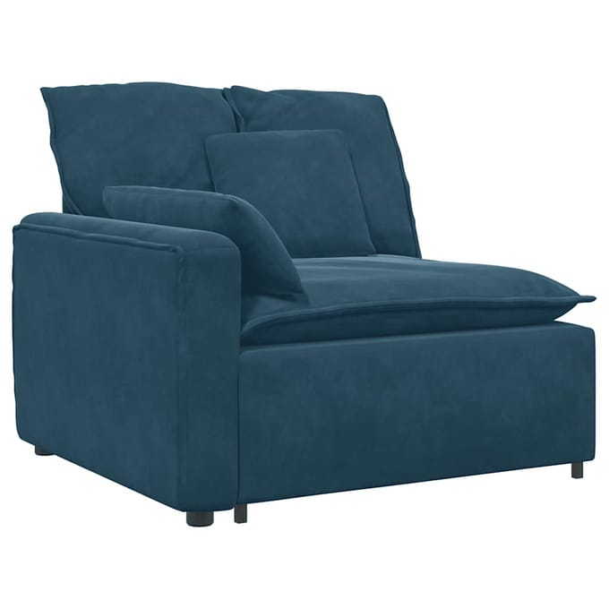 vidaXL - Modulaire - bank - Armleuning - eindmodule - met - kussens - 100 - cm - blauw