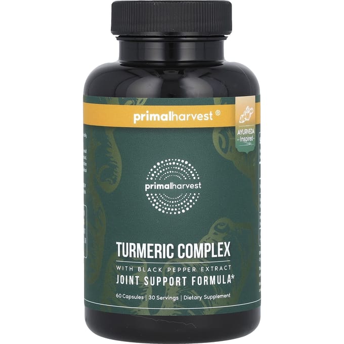 Primal Harvest, Complexe de curcuma à l'extrait de poivre noir, 60 capsules