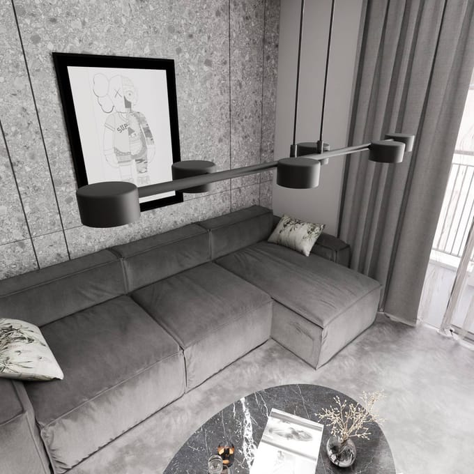 EMIBIG LIGHTING Plafondspot, Megara, lengte 80 cm, metaal, 6-lamps.