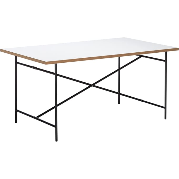 Richard Lampert Eiermann 2 Eettafel - melamine wit/eiken rand - zwart - 160 x 83 cm