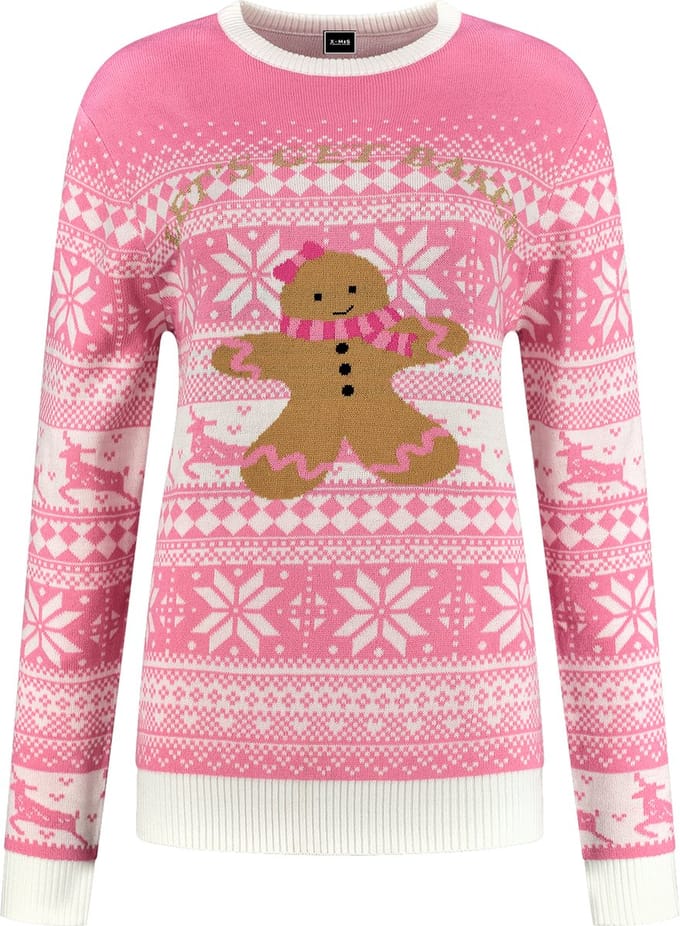 Foute Kersttrui - Pink Gingerbread - Volwassenen
