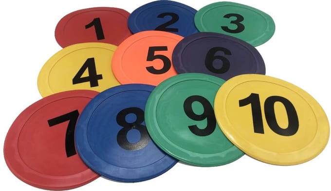 Markering Schijvenset Genummerd 1 t/m 10, 22,5cm, Multicolor
