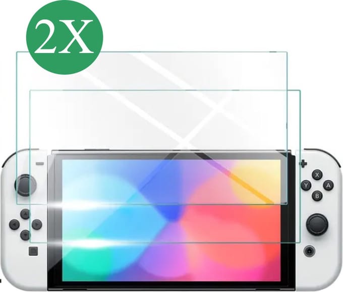 Fonu Screenprotector - Geschikt voor Nintendo Switch OLED - Ultrabright Glas - 2 Stuks