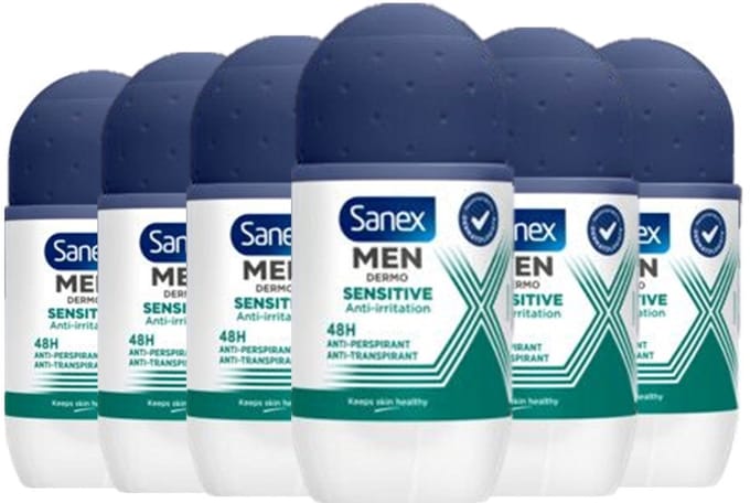 Sanex Deo Roller Men - Dermo Sensitive 48H - 6 x 50 ml - Voordeelverpakking