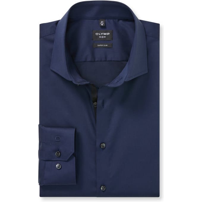 OLYMP No. Six Overhemd, Super Slim, Royal Kent, Marineblauw