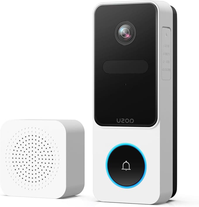 Videodeurbel Draadloos - Slimme Deurbel - Huisbeveiliging - 2K HD Beeld - IP65 Waterdicht - Wit