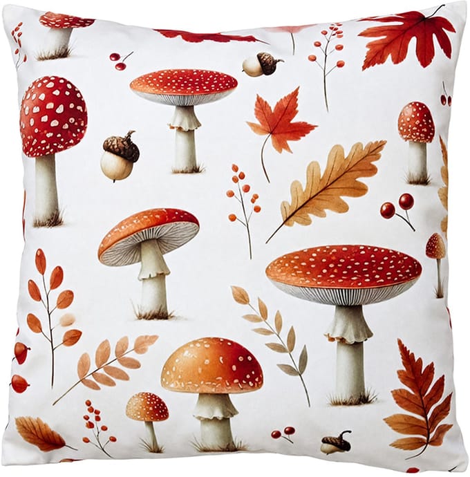 Clayre & Eef Sierkussen 45x45 cm Beige Polyester Paddenstoelen