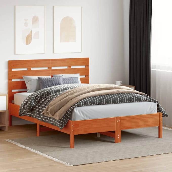 vidaXL - Hoofdbord - 150 - cm - massief - grenenhout - wasbruin