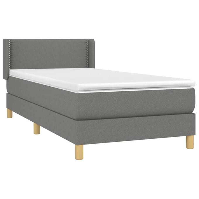 vidaXL - Boxspring - met - matras - stof - donkergrijs - 80x200 - cm