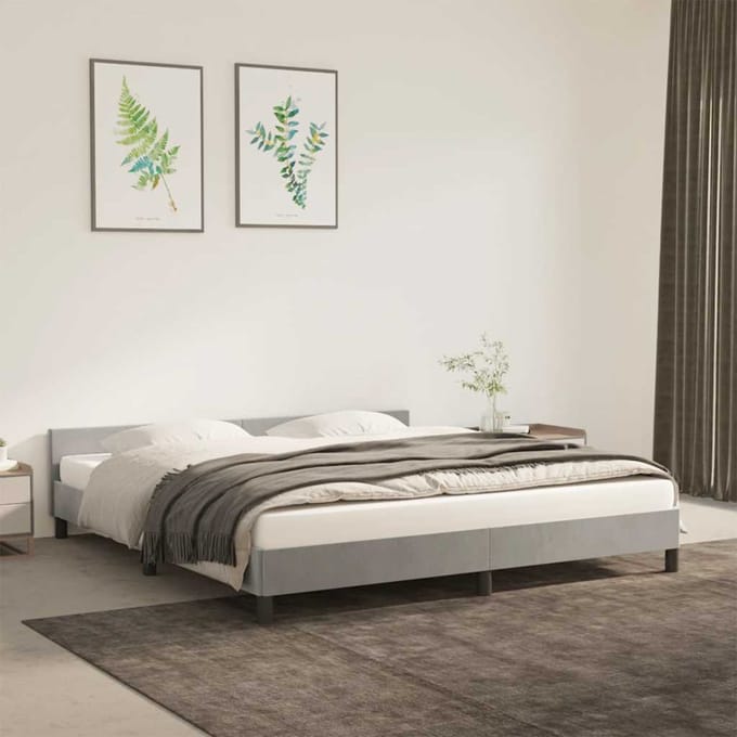 vidaXL - Bedframe - zonder - matras - 160x200 - cm - fluweel - lichtgrijs