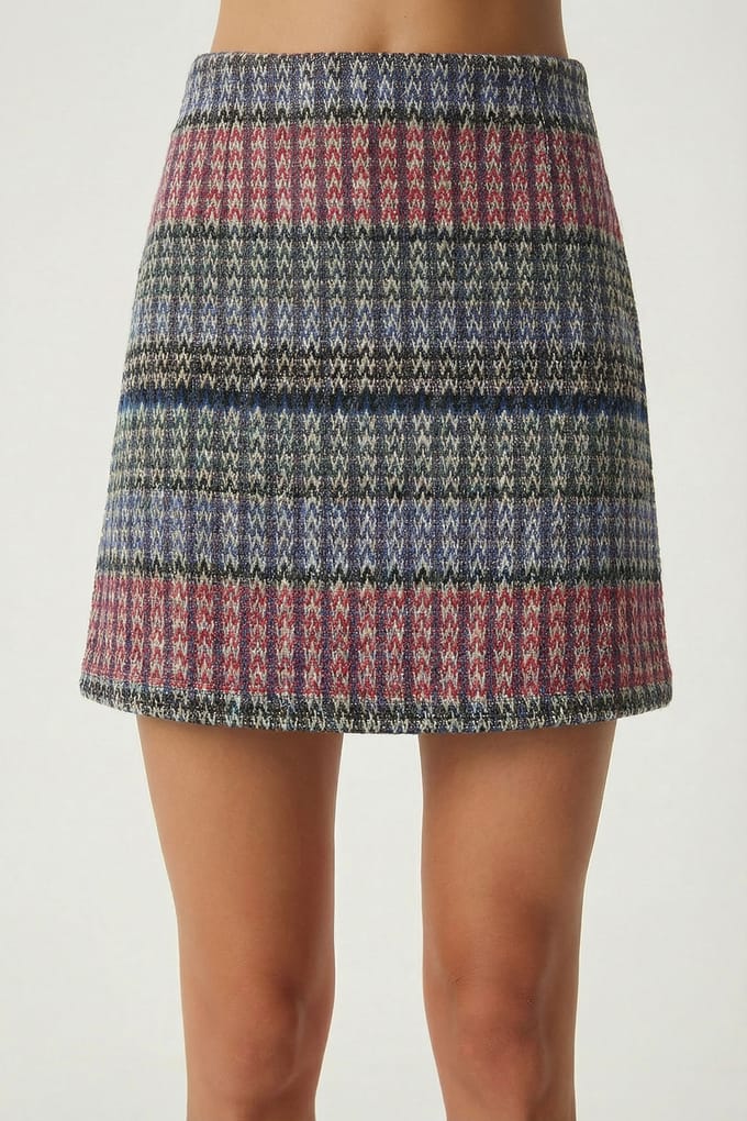 Hoge Taille Mini A-Lijn Ruitenrok