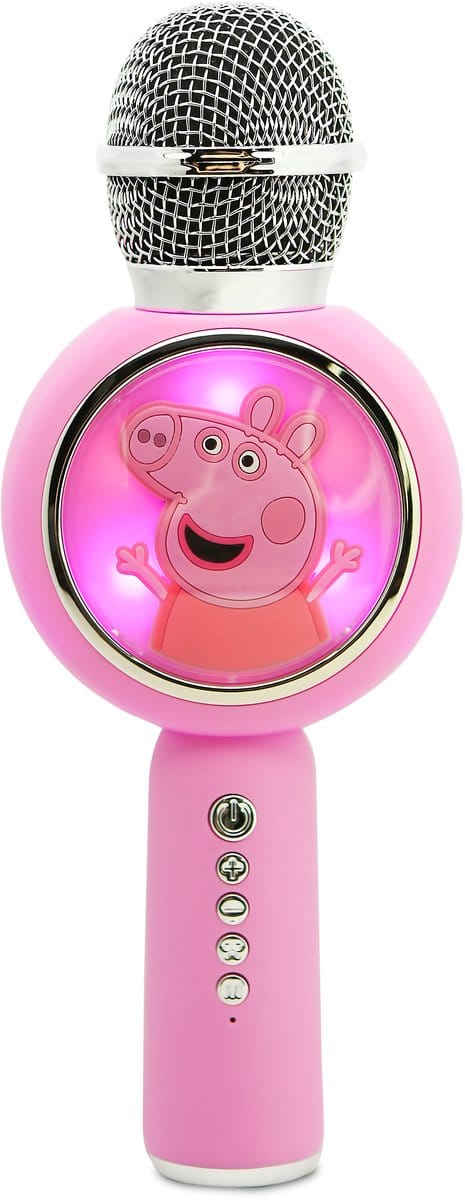 Peppa Pig - draadloze karaoke microfoon voor kinderen - oplichtend LED display - speaker - stemvervorming- draadloze karaoke microfoon - met lichteffecten - speaker - stemvervorming