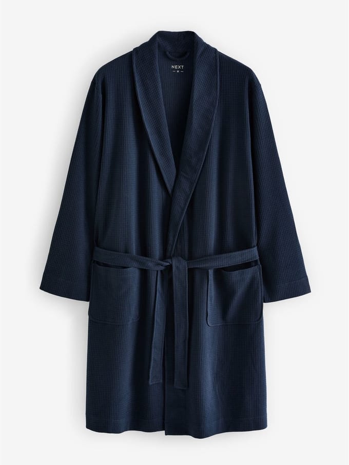 Next - Heren - Lichte badjas met wafelstructuur - Blauw