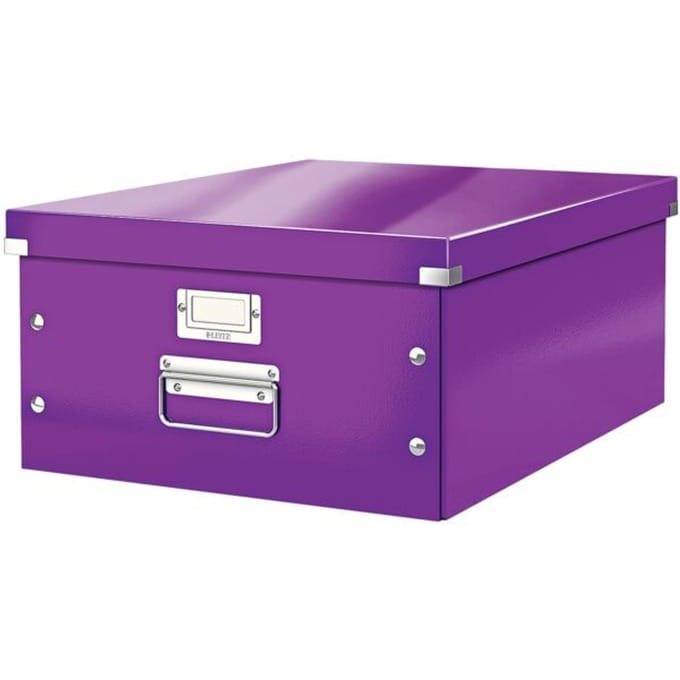 Leitz WOW Click & Store Grote Opbergdoos - 85% Gerecycled Karton - Voor A3 Formaten - 36.9 x 48.2 cm (BxD) - Paars